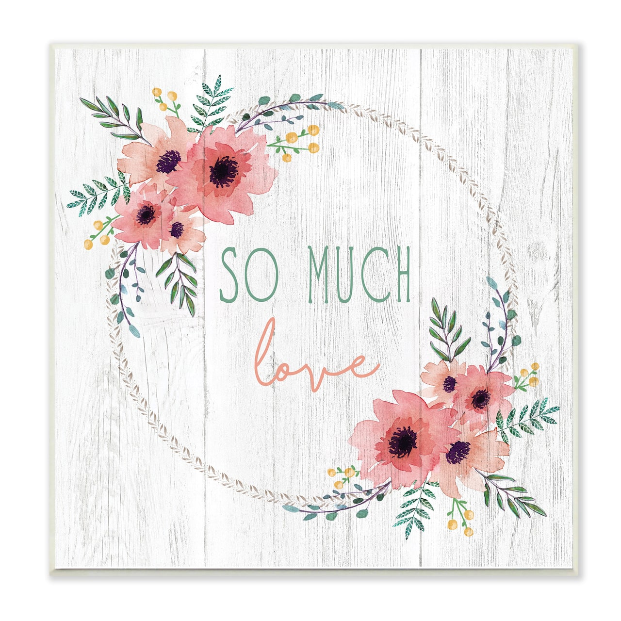 Stupell Industries So Much Love Phrase Pink Floral Poppies,12" x 12"